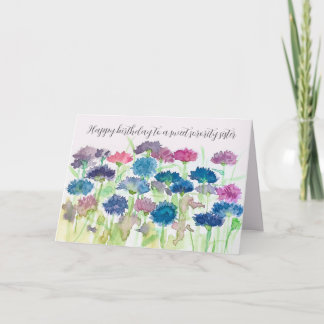 Sorority Sister Birthday Cornflowers Watercolor Card