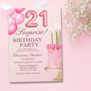Sorprise Birthday Party 21th Birthday with Numers Invitation