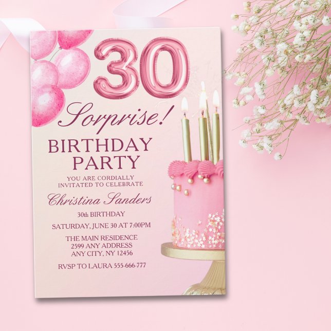 Sorprise Birthday Party 30th Birthday with Numers  Invitation (Creator Uploaded)