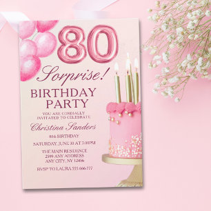 Sorprise Birthday Party 80th Birthday with Numers  Invitation