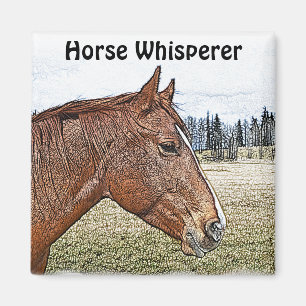Sorrel Horse Portrait Equine Art Illustration Magnet