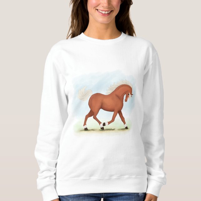 Sorrel Horse With Blaze & Socks Equestrian Sweatshirt (Front)