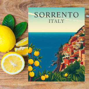 Sorrento, Italy Lemons Travel Retro Postcard