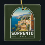 Sorrento Italy Travel Art Vintage Ceramic Ornament<br><div class="desc">Sorrento retro vector travel design. Perched atop cliffs that separate the town from its busy marinas,  it’s known for sweeping water views and Piazza Tasso,  a cafe-lined square.</div>
