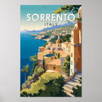 Sorrento Italy Travel Art Vintage