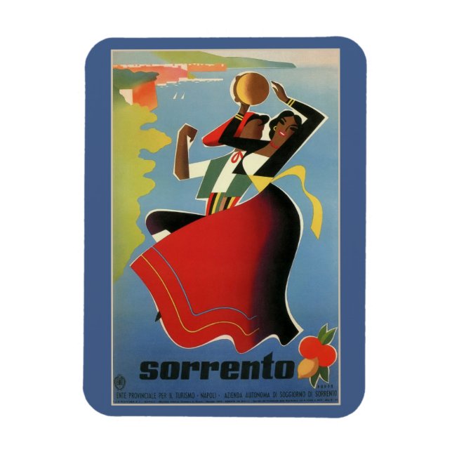 Sorrento vintage Italian travel advertising Magnet (Vertical)