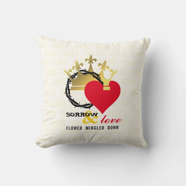 SORROW AND LOVE Christian Easter Cushion (Front)