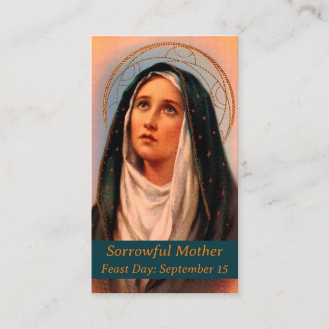 Sorrowful Mother  Prayer Card (Front)