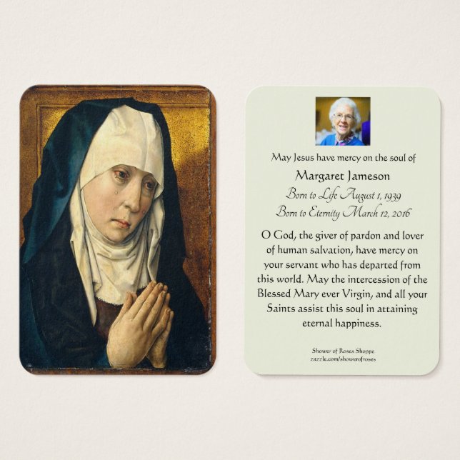 Sorrowful Virgin Mary Catholic Funeral Prayer (Front & Back)