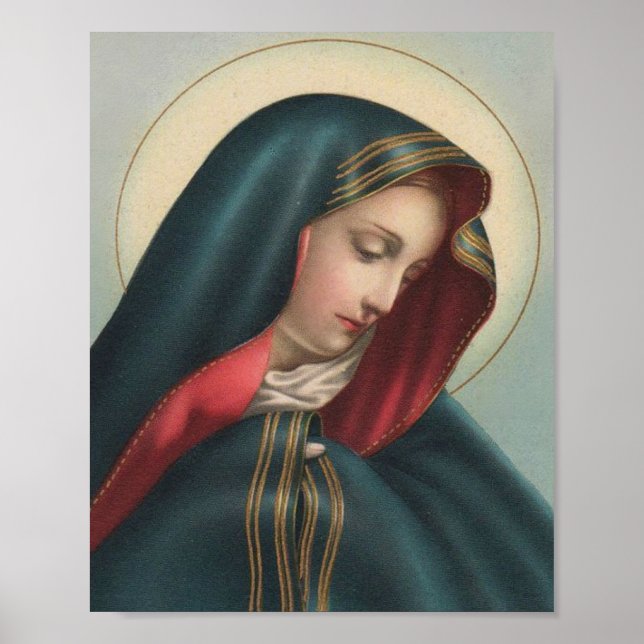 Sorrowful Virgin Mary Religious Catholic Poster (Front)