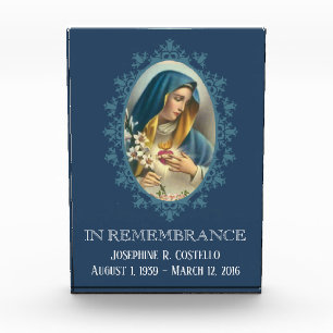 Sorrowful Virgin Mary Sympathy Funeral Memorial Photo Block