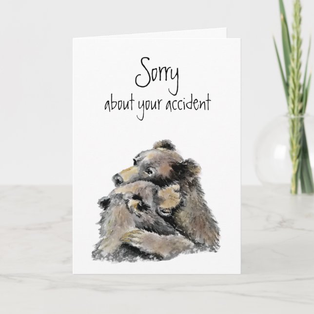 Sorry about Accident Flowers Fun Bear Hugs  Card (Front)