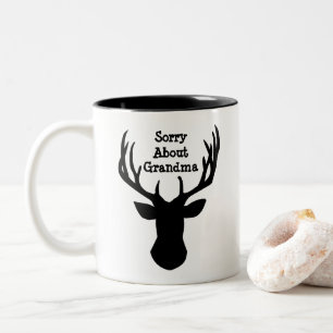 Sorry About Grandma Christmas Reindeer Two-Tone Coffee Mug