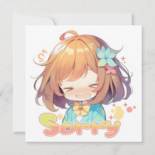Sorry Anime Cute Girl Holiday Card