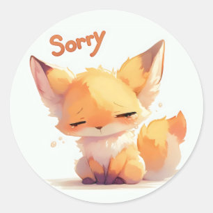 Sorry Cute Fox Cry Classic Round Sticker