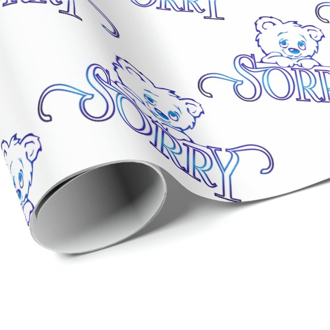 SORRY EYES BEAR ON WHITE WRAPPING PAPER (Roll Corner)