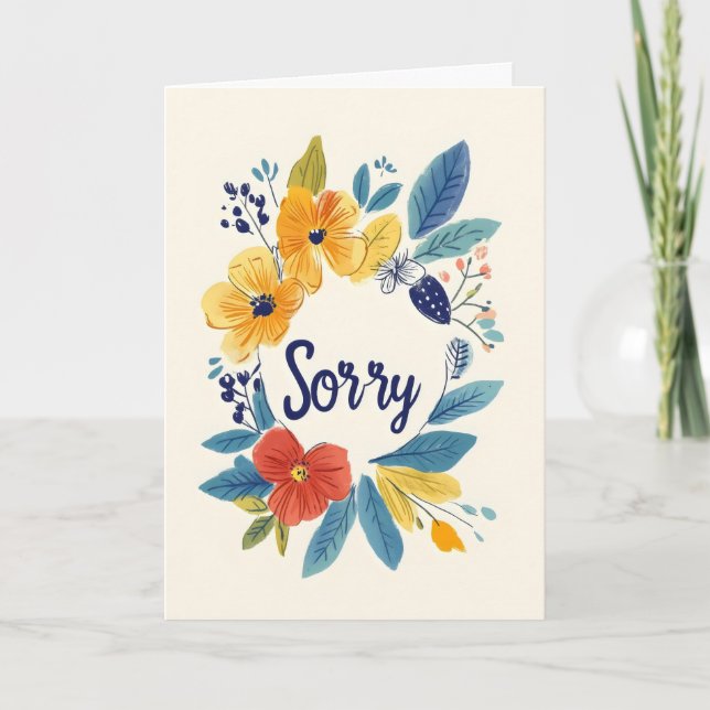 Sorry Flowers Cute Colourful Holiday Card (Front)