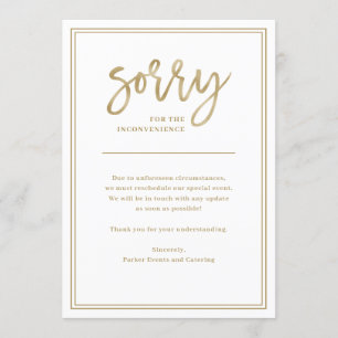 Sorry for Inconvenience   Cancellation or Postpone Invitation