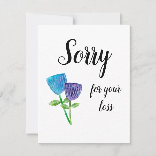 Sorry for Loss of Pet Sympathy Pretty Floral Flat Card (Front)