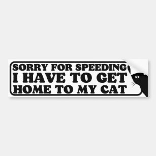 Sorry for speeding, I have to get home to my cat Bumper Sticker