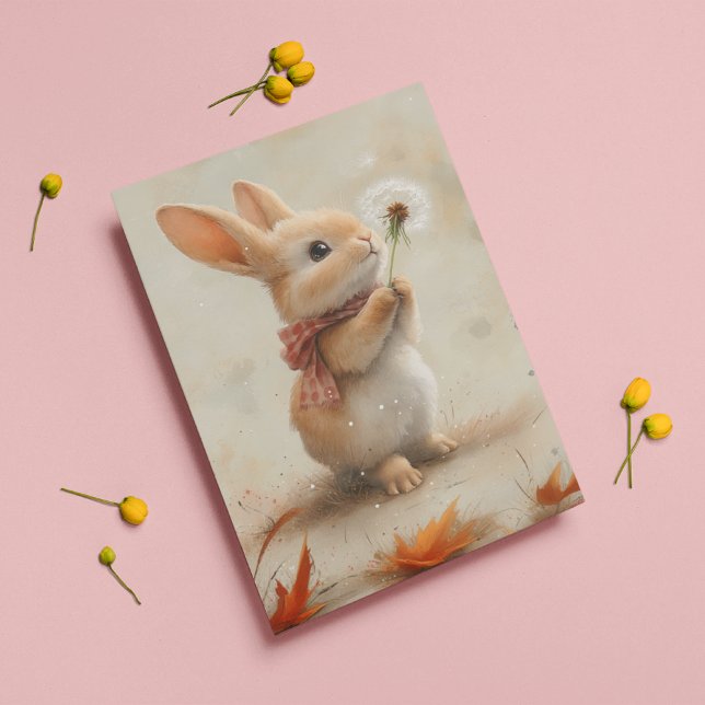 Sorry for your loss, bunny with dandelion card (Creator Uploaded)