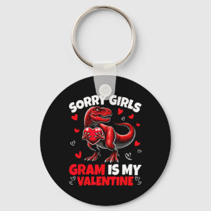 Sorry Girls Gram Is My Valentine Dinosaur Holding  Key Ring