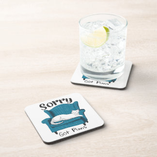 Sorry Got Plans Funny Cat Lover Gift Coaster