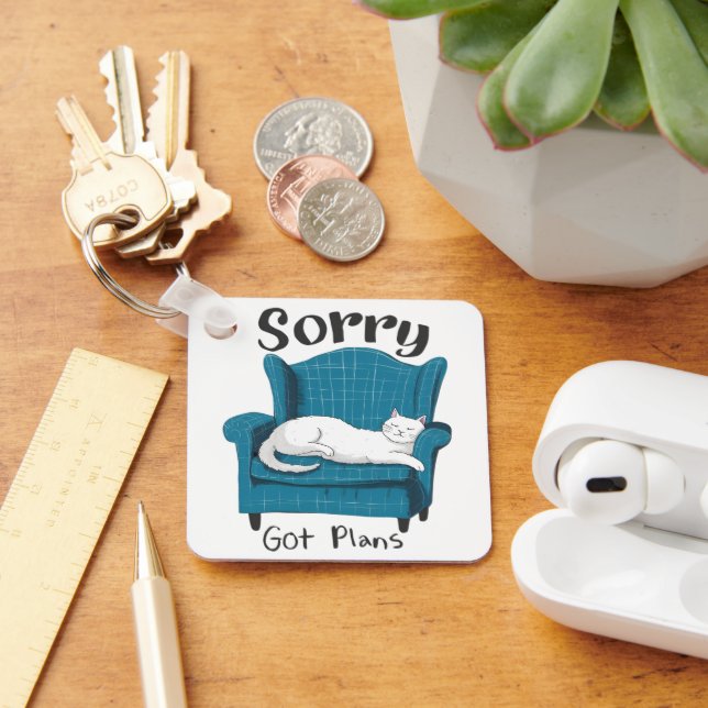 Sorry Got Plans Funny Cat Lover Gift  Key Ring (Desk)