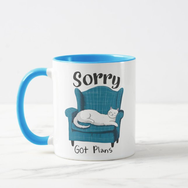 Sorry Got Plans Funny Cat Lover Gift  Mug (Left)