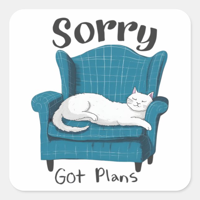Sorry Got Plans Funny Cat Lover Gift  Square Sticker (Front)