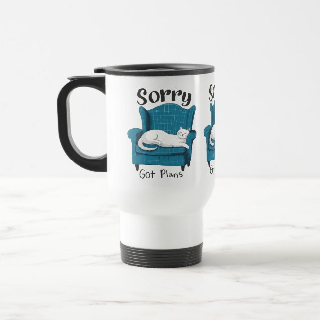 Sorry Got Plans Funny Cat Lover Gift  Travel Mug (Left)