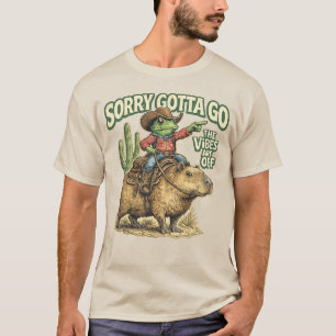 Sorry Gotta Go, Vintage Frog Capybara, Funny Retro T-Shirt