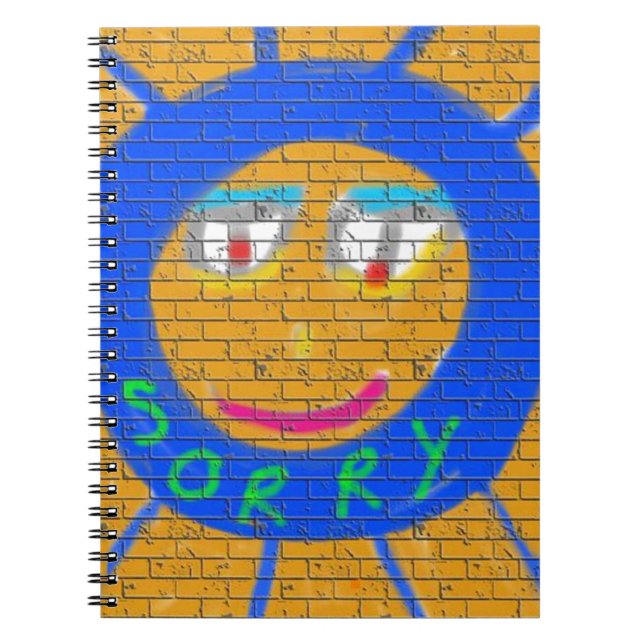 Sorry Graffiti, Art Sad Face, Sadness Regret Spiral Notebook (Front)