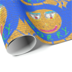Sorry Graffiti, Art Sad Face, Sadness Regret Wrapping Paper
