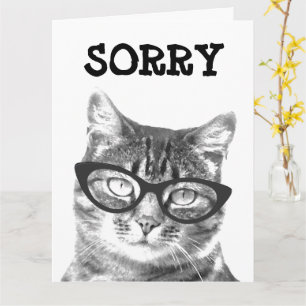 Sorry greeting card with cat in glasses image