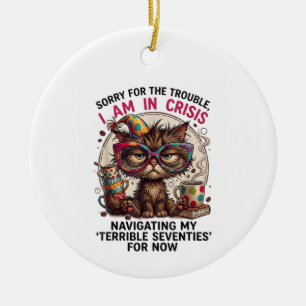 Sorry I Am in Crisis Funny 70th Birthday Quote  Ceramic Tree Decoration