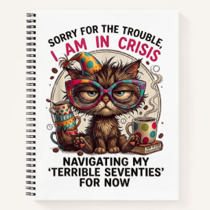 Sorry I Am in Crisis Funny 70th Birthday Quote Notebook