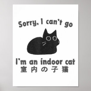 Sorry I Can’t Go I’m An Indoor Cat Funny Indoor Ki Poster