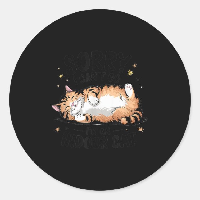 Sorry I Can't Go I'm An Indoor Cat  Classic Round Sticker (Front)