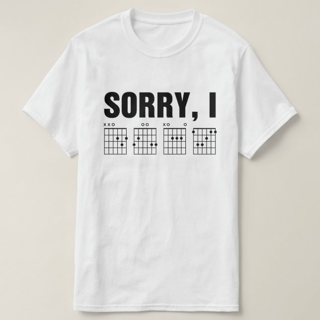 Sorry, I DGAF Funny Hidden Message Guitar Chords T-Shirt (Design Front)