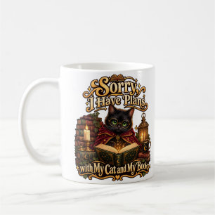 Sorry I Have Plans Dark Academia Cat and Books Mug