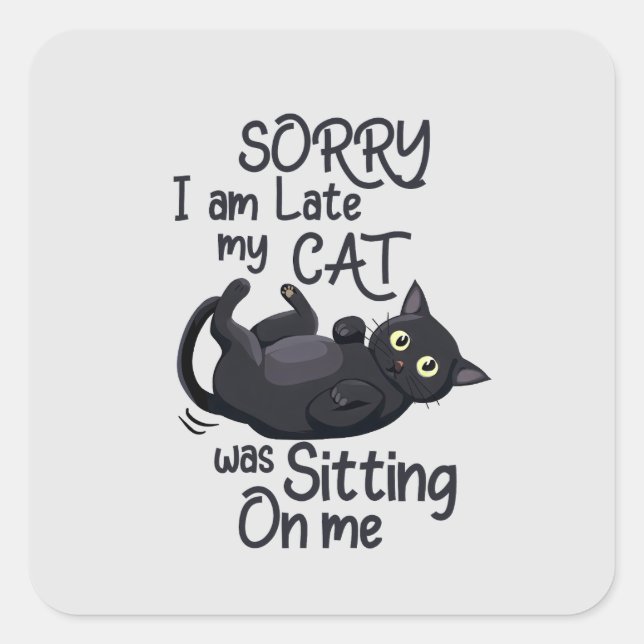 Sorry I’m Late – Cat Rules! Square Sticker (Front)