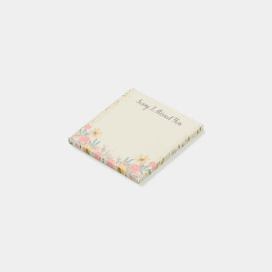 Sorry I Missed You Pink Floral Watercolor Post-it Notes