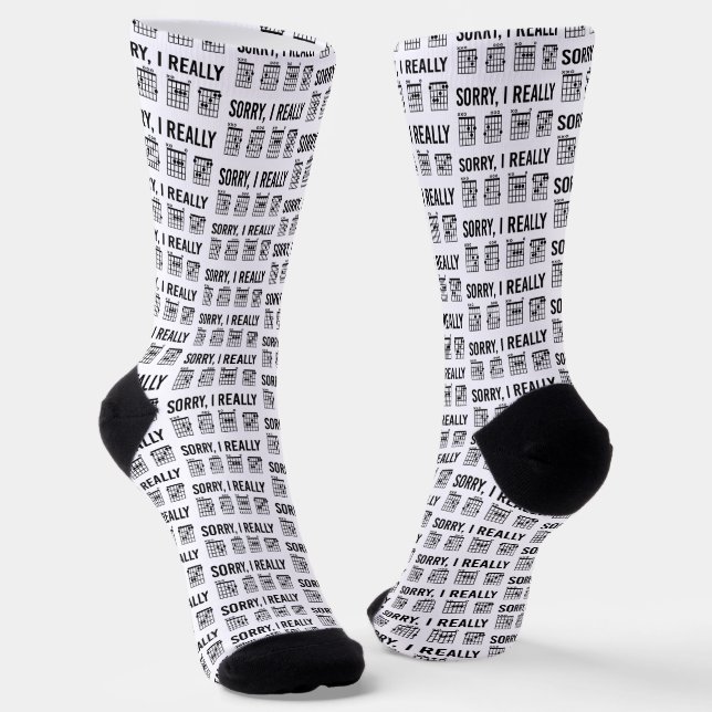 Sorry, I Really DGAF Guitar Chords Funny Custom Socks (Angled)