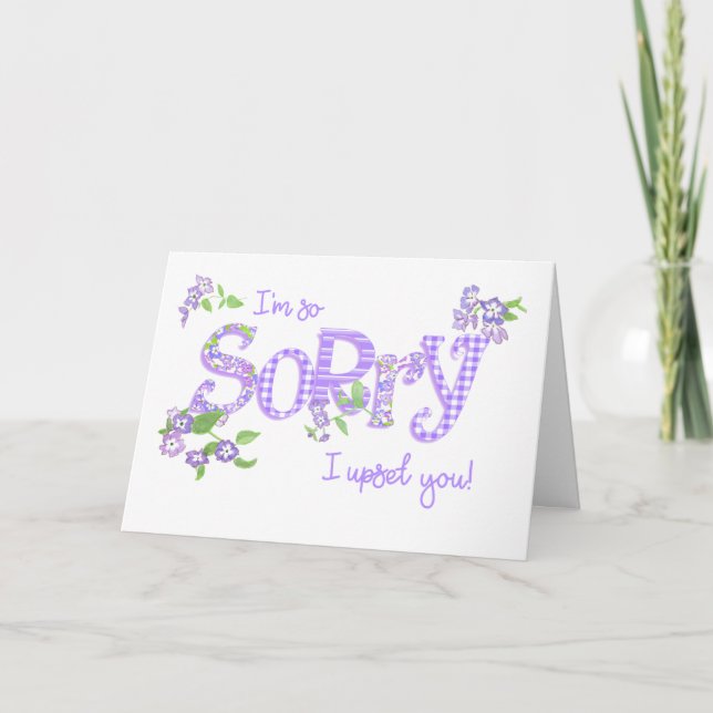 Sorry I Upset You Phlox Flowers with Word Art Card (Front)