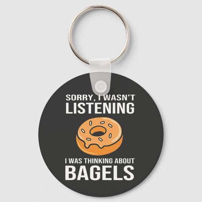 Sorry I Was thinking about Bagels Jewish Hanukkah Key Ring (Front)