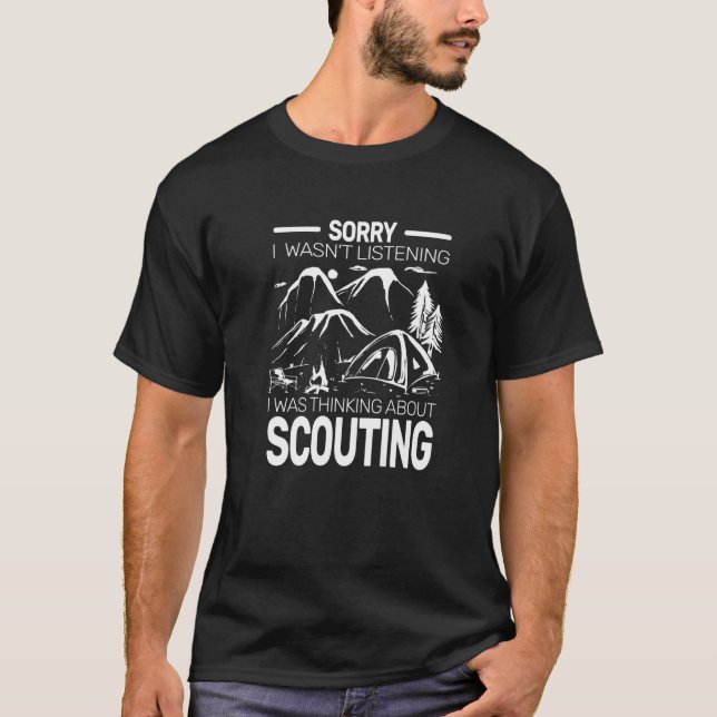 Sorry I wasn't backpacking camping boy hiking scou T-Shirt (Front)