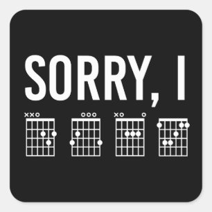 Sorry IDGAF Funny Guitar Chords Music Humour Square Sticker