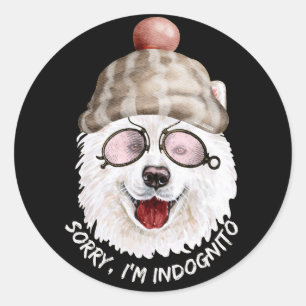 SORRY I'M INDOGNITO (Japanese Spitz) funny dog     Classic Round Sticker