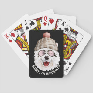 SORRY I'M INDOGNITO (Japanese Spitz) funny dog     Playing Cards